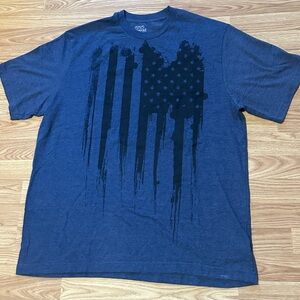 555 Turnpike Blue & Black Graphic T-Shirt w/ Flag Stars & Stripes - Size XXL